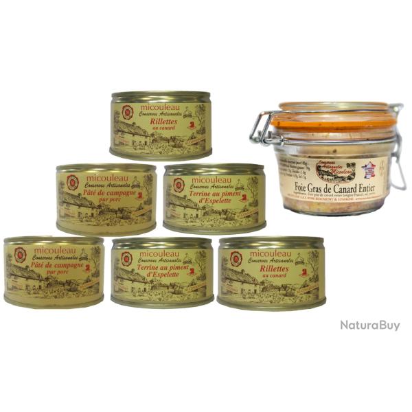Lot 6 terrines + 1 Foie gras de canard entier IGP sud-ouest