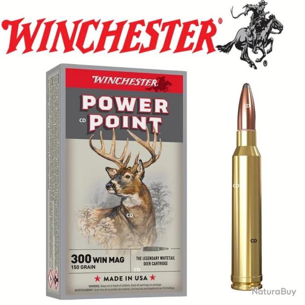 LOT DE 40 BALLES WINCHESTER  CAL 300 WIN MAG 11.6G  180GR POWER POINT