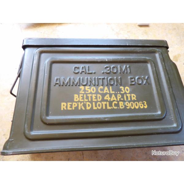 Caisse munitions US army REEVESpeinture origin mitrailleuse deuxi�me guerre ww2 cal 30 flaming bomb