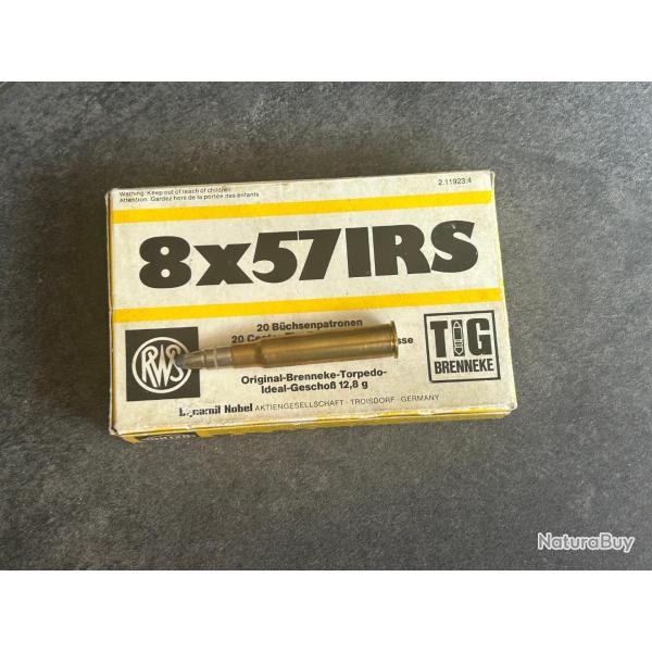 8 x 57 JRS - boite de 20 cartouches RWS � balle TIG de 12.8 grammes - port compris