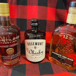 LOT 3 whisky 1 rosemont 5 ans + 1 courreur des bois 12 ans + 1 sortil&egrave;ge 7 ans