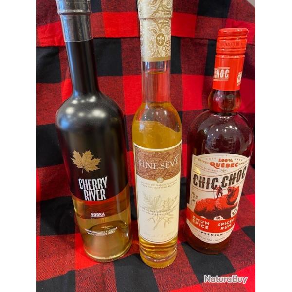 Lot alcool Canadien 1 vodka � l'�rable, 1 rhum � l'�rable, l'eau de vie d'�rable