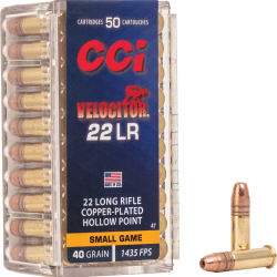 CART CCI C/22LR VELOCITOR 40GR COPPER PLATED HOLLOW POINT 20 boites de 50