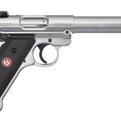 Pistolet RUGER MARK IV Target Inox 5"1/2 Filet&eacute; 1/2x28 calibre 22 Lr