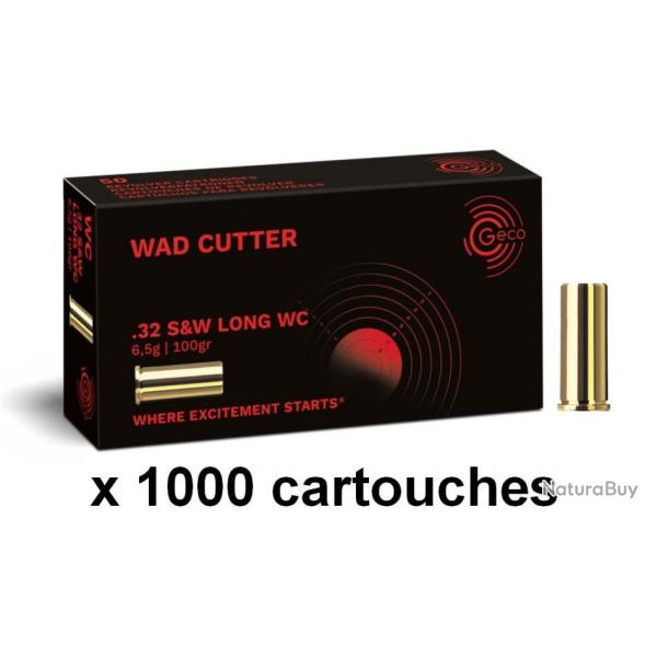 MUNITIONS GECO CALIBRE .32 S&W Long WC 100 GRS 20 boites ( 1000 munitions )