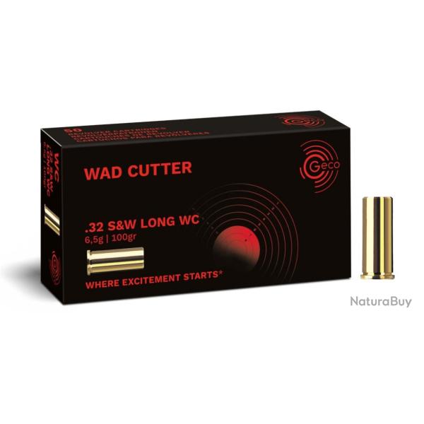 MUNITIONS GECO CALIBRE .32 S&W Long WC 100 GRS 1 boite ( 50 munitions )
