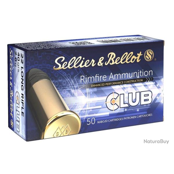 Cartouches S &amp; B;  Club 22 LR 40 gr LRN 10 boite de 50