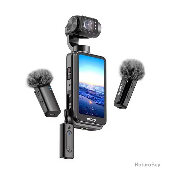 Kit cam�ra Vlog Ordro M5 5K, cam�scope de poche avec microphone sans fil pour l'enregistrement vid�o