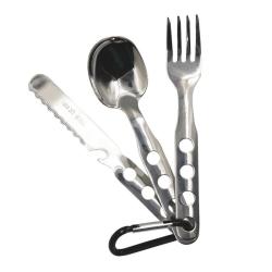 Kit de couverts inox Laken 3 pi&egrave;ces avec mousqueton
