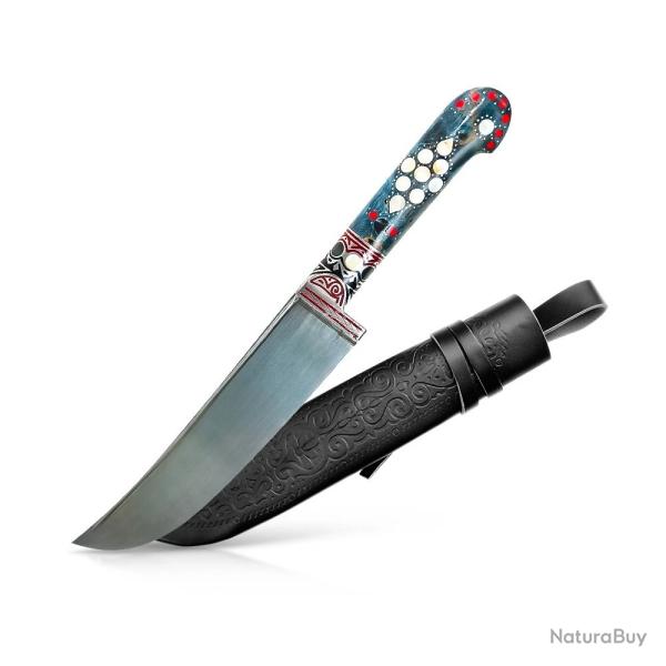 Grand Couteau Pchak Ouzbek Artisanal 30cm - Lame Noire Manche Bois Stabilis�