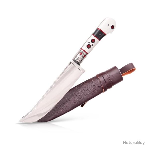 Couteau Pchak Ouzbek Artisanal 29cm  Lame Acier  Manche Blanc Viniplast
