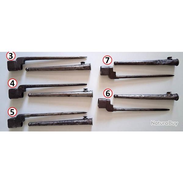 LOT de CINQ BAIONNETTES CLOUS Mk II et Mk II* pour Lee Enfield n�4