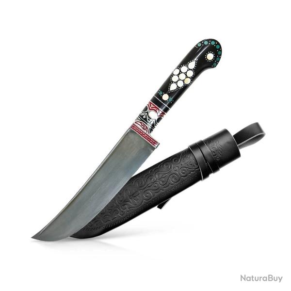 Couteau Pchak Ouzbek Artisanal 30cm  Lame Acier Forg� Noir  Manche �bonite