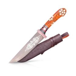 Couteau Pchak Ouzbek Artisanal 29cm  Lame Acier Forg&eacute;  Manche Bois Stabilis&eacute;