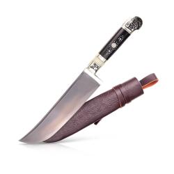 Couteau Pchak Ouzbek Artisanal 28.5cm  Lame Acier Forg&eacute; Manche &Eacute;bonite