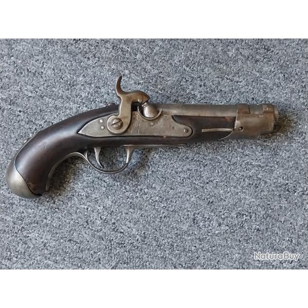 Pistolet premier empire mod�le An IX de la mar�chauss�e modifi� percussion apr�s 1822 avec son �tui
