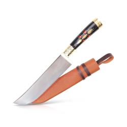 Couteau Pchak Ouzbek Artisanal 28.5cm Lame Acier Forg&eacute;  Manche Fonte