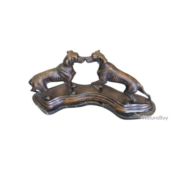 Statue en Bronze couple de chiens de chasse LE BRAQUE