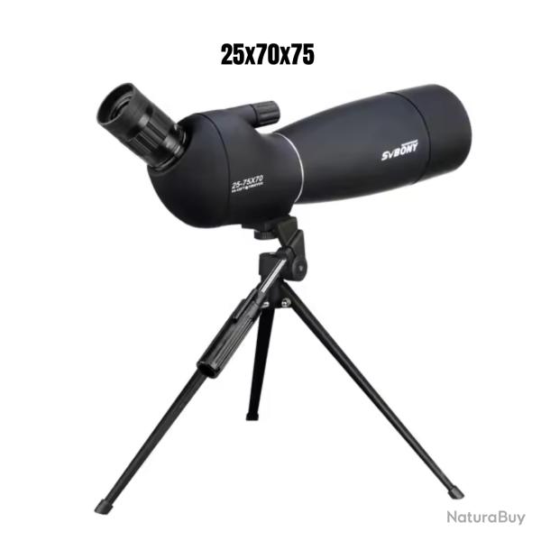 Longue-vue puissante SVBONY 25-75x70  FMC BAK4 �tanche - Observation oiseaux, tir, camping - tr�pied