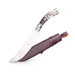 Grand Couteau Pchak Ouzbek Artisanal 33cm  Lame Acier Manche Corne de Boeuf