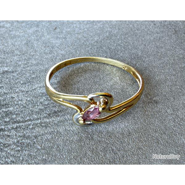 Bague solitaire or jaune 18 carats et rubis - taille 52