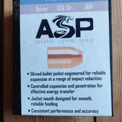 Ogives 9mm NOSLER 124gr jhp asp - bte 250