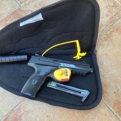 Occasion pistolet Browning Buck Mark Black label 22 LR-Housse-Mod&eacute;rateur de son-Verrou de pontet