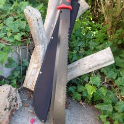 Couteau Bowie Machette Guide d'Amazonie Coupe Coupe Rescue Treck Lame Acier Inox Manche Abs Etui