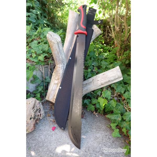 Couteau Bowie Machette Guide d'Amazonie Coupe Coupe Rescue Treck Lame Acier Inox Manche Abs Etui