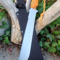 Bowie Machette Couteau Bushcraft Survie Lame Acier Inox Manche Paracorde Etui Nylon Trekking Alaska