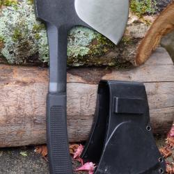 Hache Hachette Campsite Axe Lame Acier Carbone 1055 Manche Black Abs Etui Nylon Rigide Camping 000
