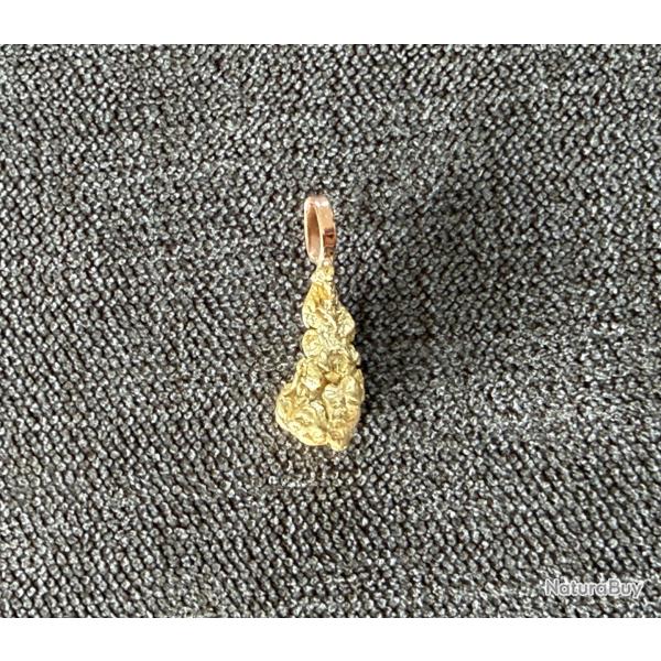 P�pite naturelle en or 22 / 24 K - montage en or 18 carats - Origine : Alaska