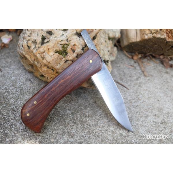 Couteau Pi�montais � Clou Manche Bois Lame Clip Point Acier Carbone 1055 Fabrication Artisanale