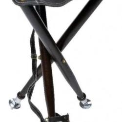 Tr&eacute;pied Januel en bois assis cuir hauteur 70 cm