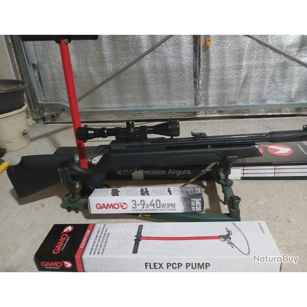 Carabine PCP GAMO Arrow 5.5 mm 19.9J + lunette 3-9x40wr +pompe