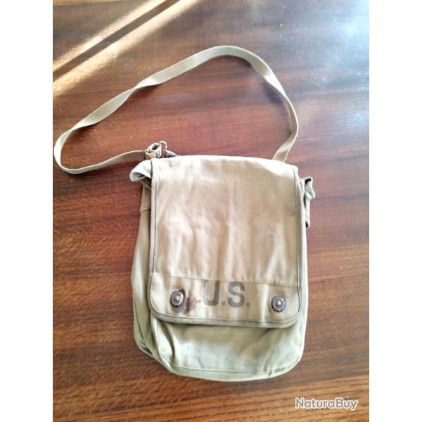?Sacoche Porte-Cartes US M1938 Originale WW2 / Cor�e ? Avec Sangle D'origine