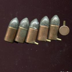 Lot de 6 cartouches 9 mm &agrave; Broche pour Revolver Lefaucheux