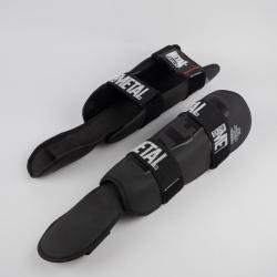 Metal Boxe Protege Tibias-Pieds Detachable � Noir � Taille XL