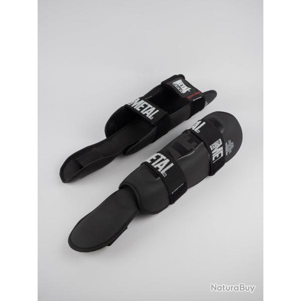 Metal Boxe Protege Tibias-Pieds Detachable � Noir � Taille XL