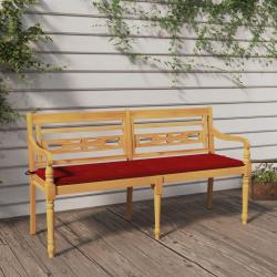 Banc avec coussin rouge 150 cm Bois de teck massif