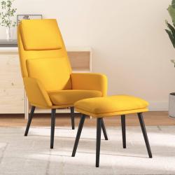 Chaise de d&eacute;tente et repose-pied Jaune moutarde Tissu