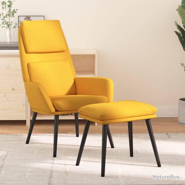Chaise de d�tente et repose-pied Jaune moutarde Tissu