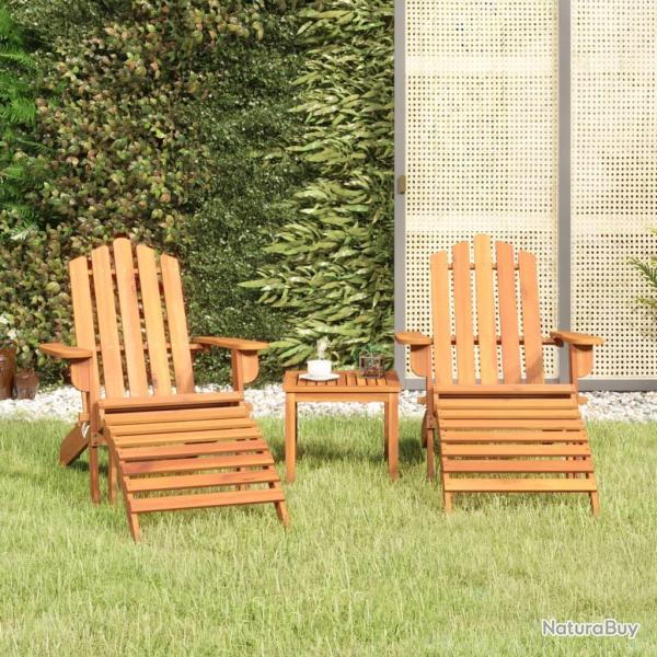 Ensemble de salon de Adirondack 3 pcs bois acacia solide