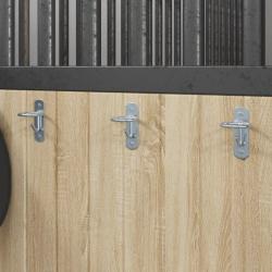 Crochets de seau 3 pcs mural argent&eacute; acier galvanis&eacute;