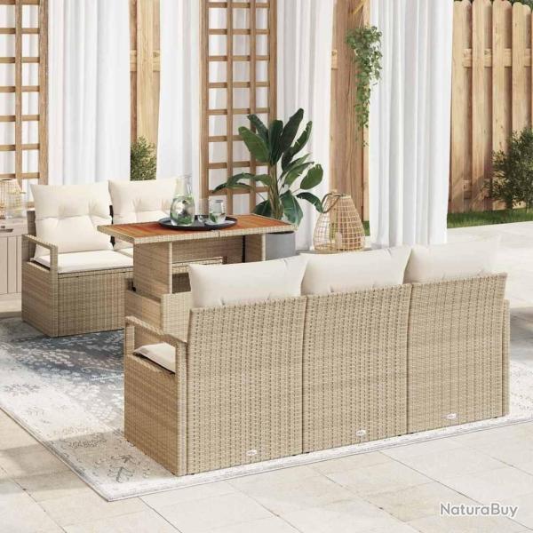 Ensemble de canap� de jardin avec coussin 6 pcs beige et cr�me