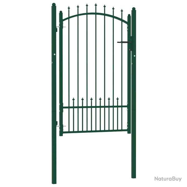 Portail de cl�ture Emmen avec pointes, acier, 104 x 117 cm, vert
