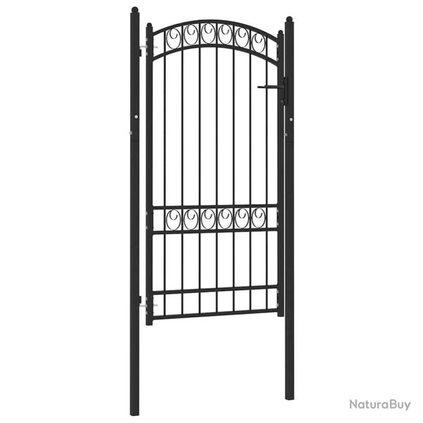 Portail de cl�ture Emmen avec partie sup�rieure cintr�e, acier 100�x�123,5�cm, noir