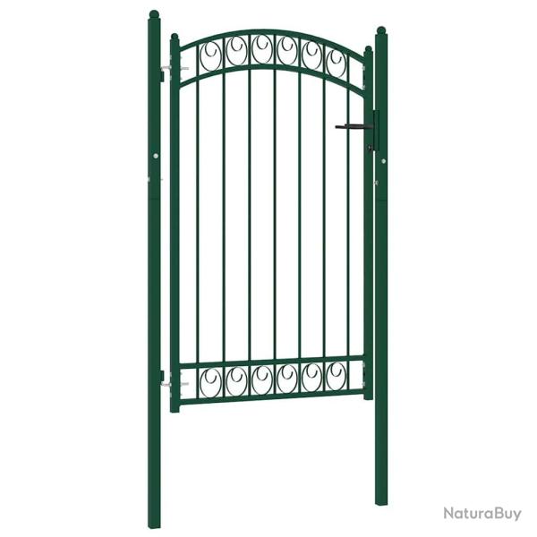 Portail de cl�ture Emmen avec arc en haut, acier, 100�x�106�cm, vert