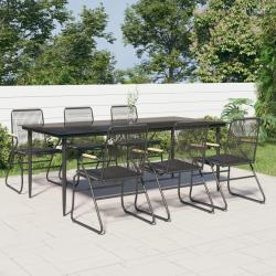 Ensemble &agrave; manger de jardin 7 pcs Noir Rotin PVC