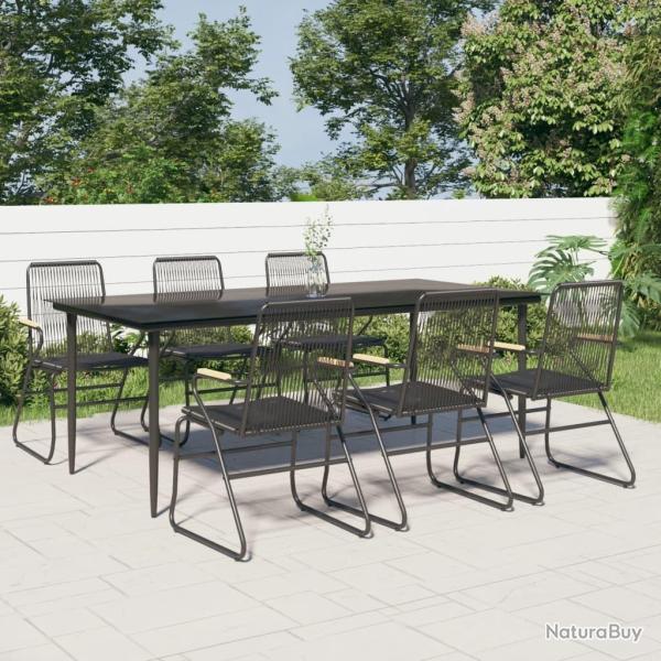 Ensemble � manger de jardin 7 pcs Noir Rotin PVC